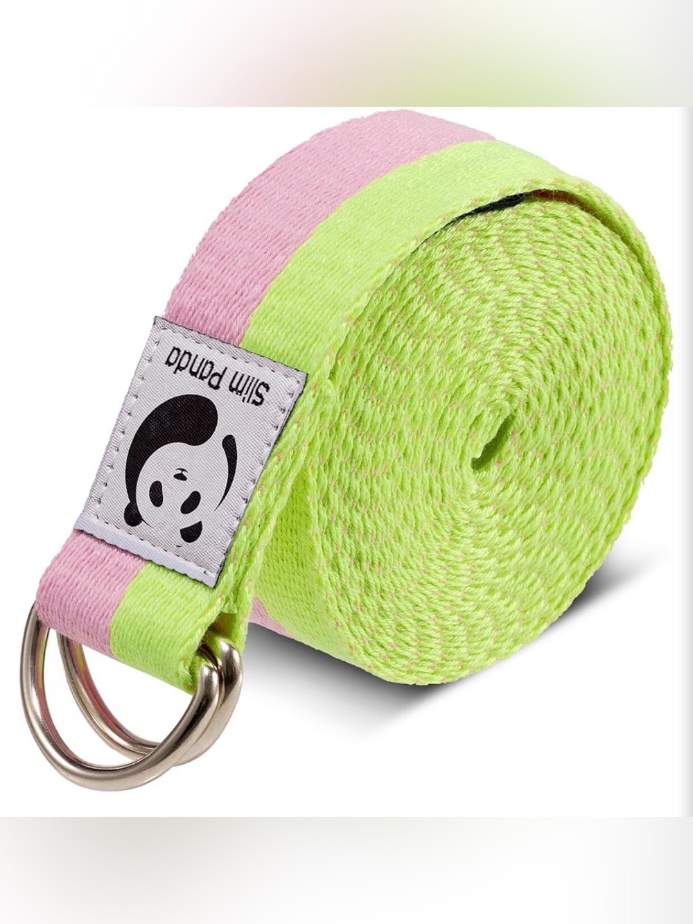 NWT Slim Panda - Yoga Strap for Stretching - 6 ft, pink & yellow